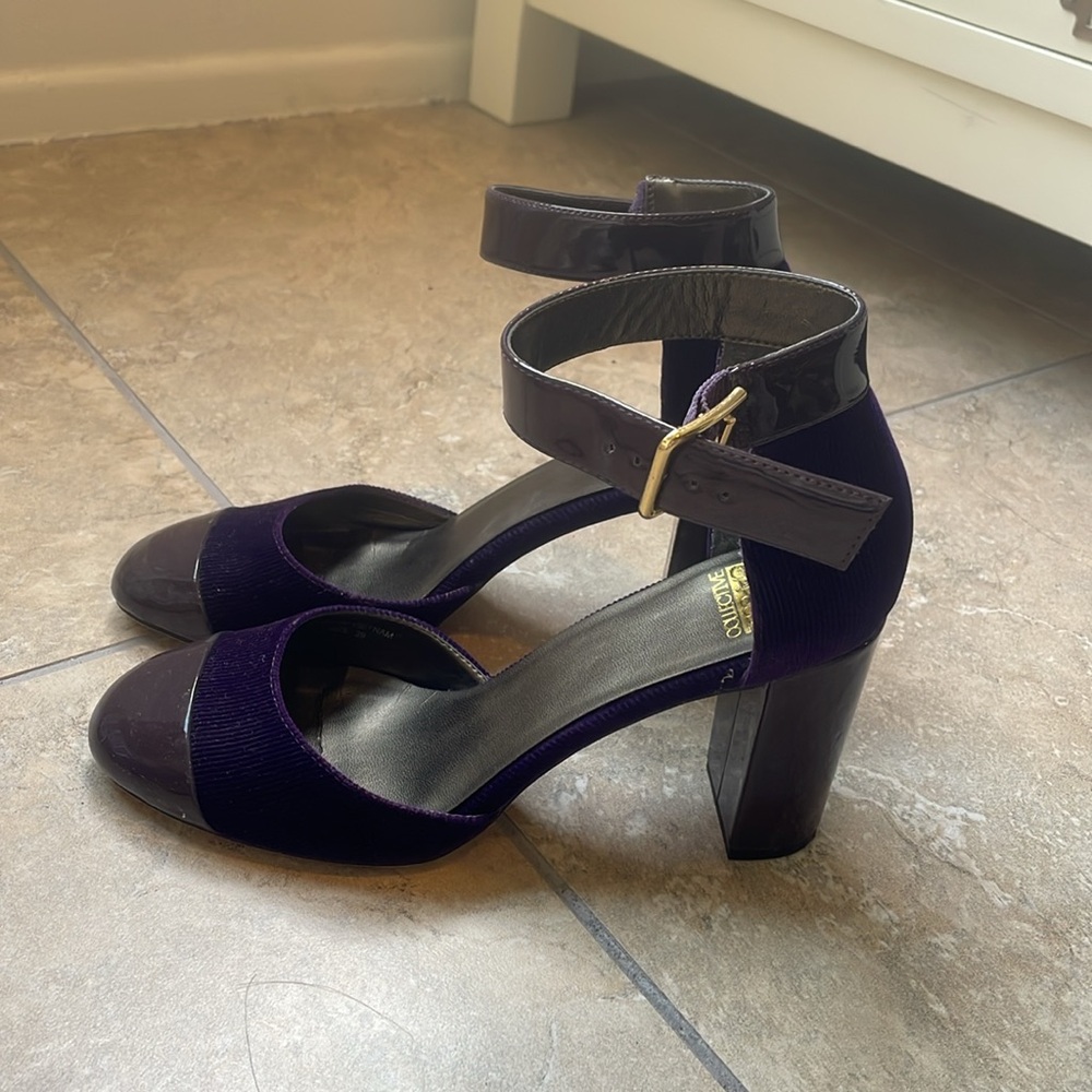 Anthropologie Capsule Collective International Purple Helsing Heels